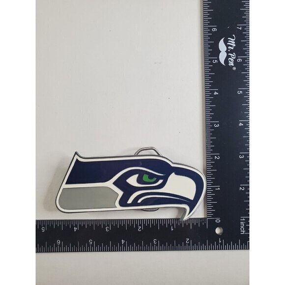 Seattle Seahawks Belt Buckle Pewter‎ Enamel Logo Official NFL Football Vintage - Picture 4 of 6